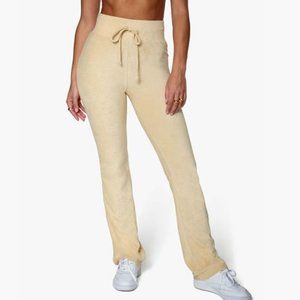 SALE- NWT Women's Danielle Bernstein Towel Terry Kick Flare Pants Taupe XL